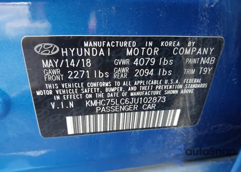2018 Hyundai Ioniq Hybrid Sel из США, поврежденный, VIN KMHC75LC6JU102873